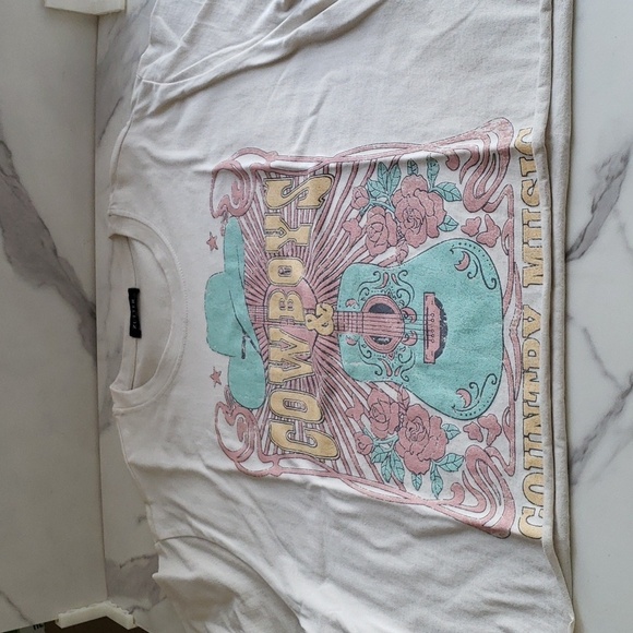 Zutter Cowboy's & Country Music Graphic 100% Cotton Short Sleeve Tee in Bone S - Picture 4 of 9